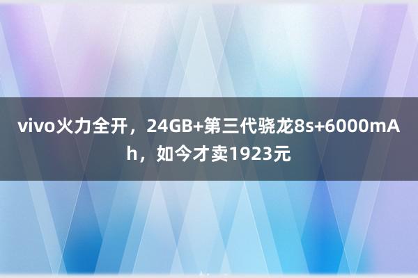 vivo火力全开，24GB+第三代骁龙8s+6000mAh，如今才卖1923元