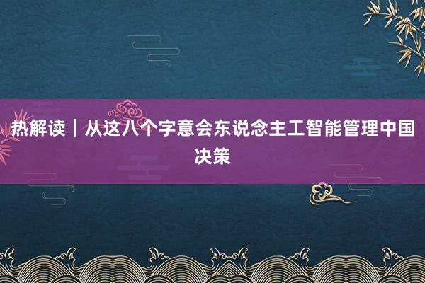 热解读｜从这八个字意会东说念主工智能管理中国决策