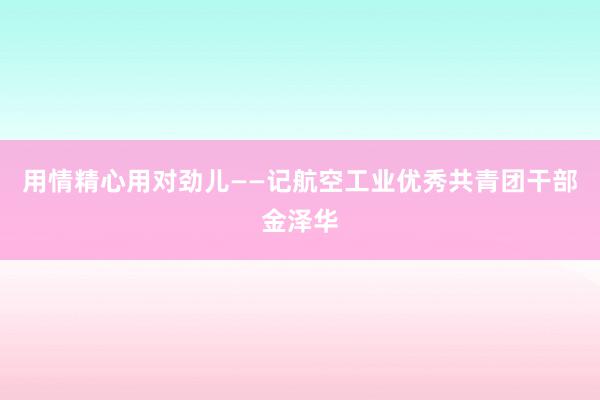 用情精心用对劲儿——记航空工业优秀共青团干部金泽华