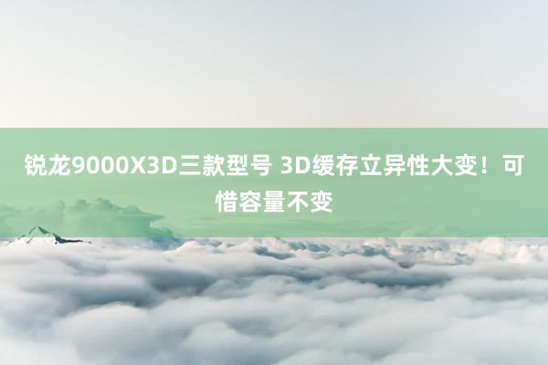 锐龙9000X3D三款型号 3D缓存立异性大变！可惜容量不变