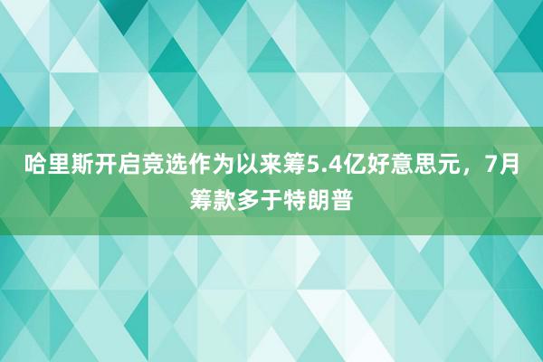 哈里斯开启竞选作为以来筹5.4亿好意思元，7月筹款多于特朗普