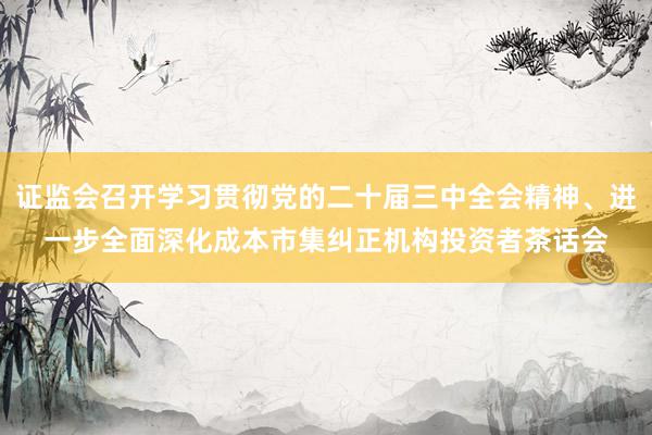 证监会召开学习贯彻党的二十届三中全会精神、进一步全面深化成本市集纠正机构投资者茶话会