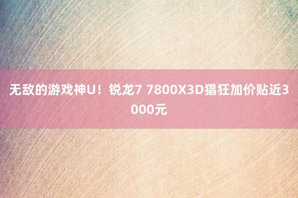 无敌的游戏神U！锐龙7 7800X3D猖狂加价贴近3000元