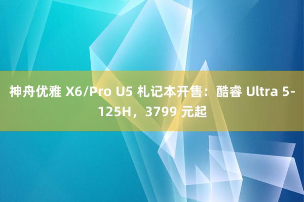 神舟优雅 X6/Pro U5 札记本开售：酷睿 Ultra 5-125H，3799 元起