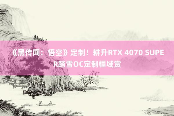 《黑传闻：悟空》定制！耕升RTX 4070 SUPER踏雪OC定制疆域赏