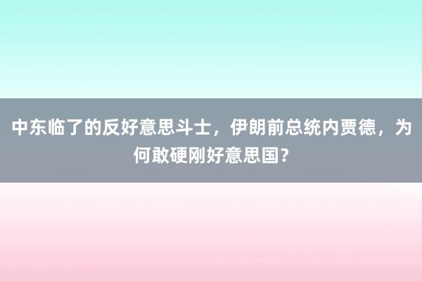 中东临了的反好意思斗士，伊朗前总统内贾德，为何敢硬刚好意思国？