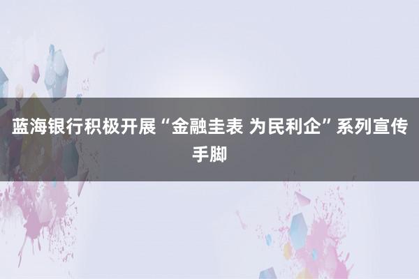 蓝海银行积极开展“金融圭表 为民利企”系列宣传手脚