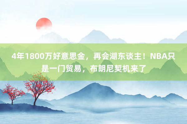 4年1800万好意思金，再会湖东谈主！NBA只是一门贸易，布朗尼契机来了