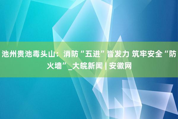 池州贵池毒头山：消防“五进”皆发力 筑牢安全“防火墙”_大皖新闻 | 安徽网