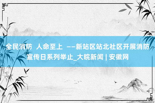 全民消防  人命至上  ——新站区站北社区开展消防宣传日系列举止_大皖新闻 | 安徽网